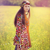 Conjunto de disfraz de hippie para mujer, talla M