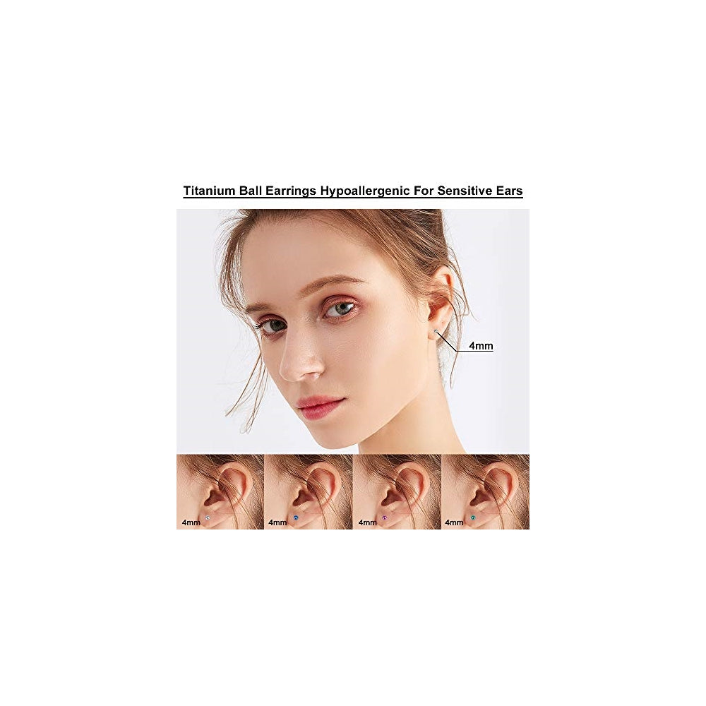 Aretes de titanio con pasador de bola hipoalergénicos