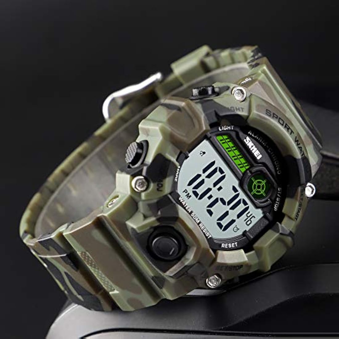 Reloj deportivo para niños de camuflaje, LED, impermeable