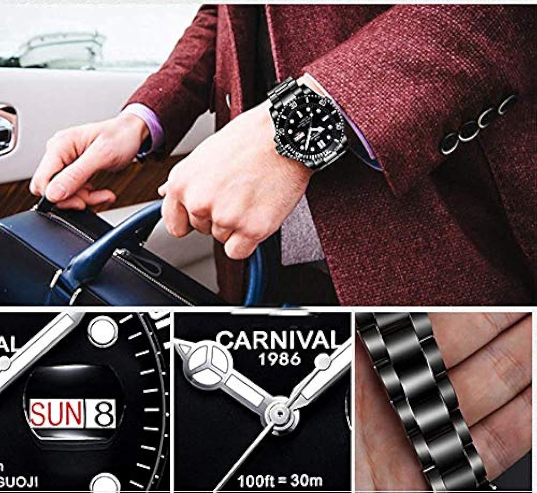 Reloj automático para hombre con bisel clásico analógico