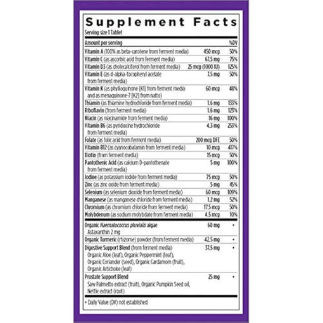 Nuevo Capítulo Multivitamínico para Hombres - Cada Hombre One Daily 55+ con Probióticos Fermentados + Alimentos Completos + Astaxantina + Ingredientes Orgánicos No OGM