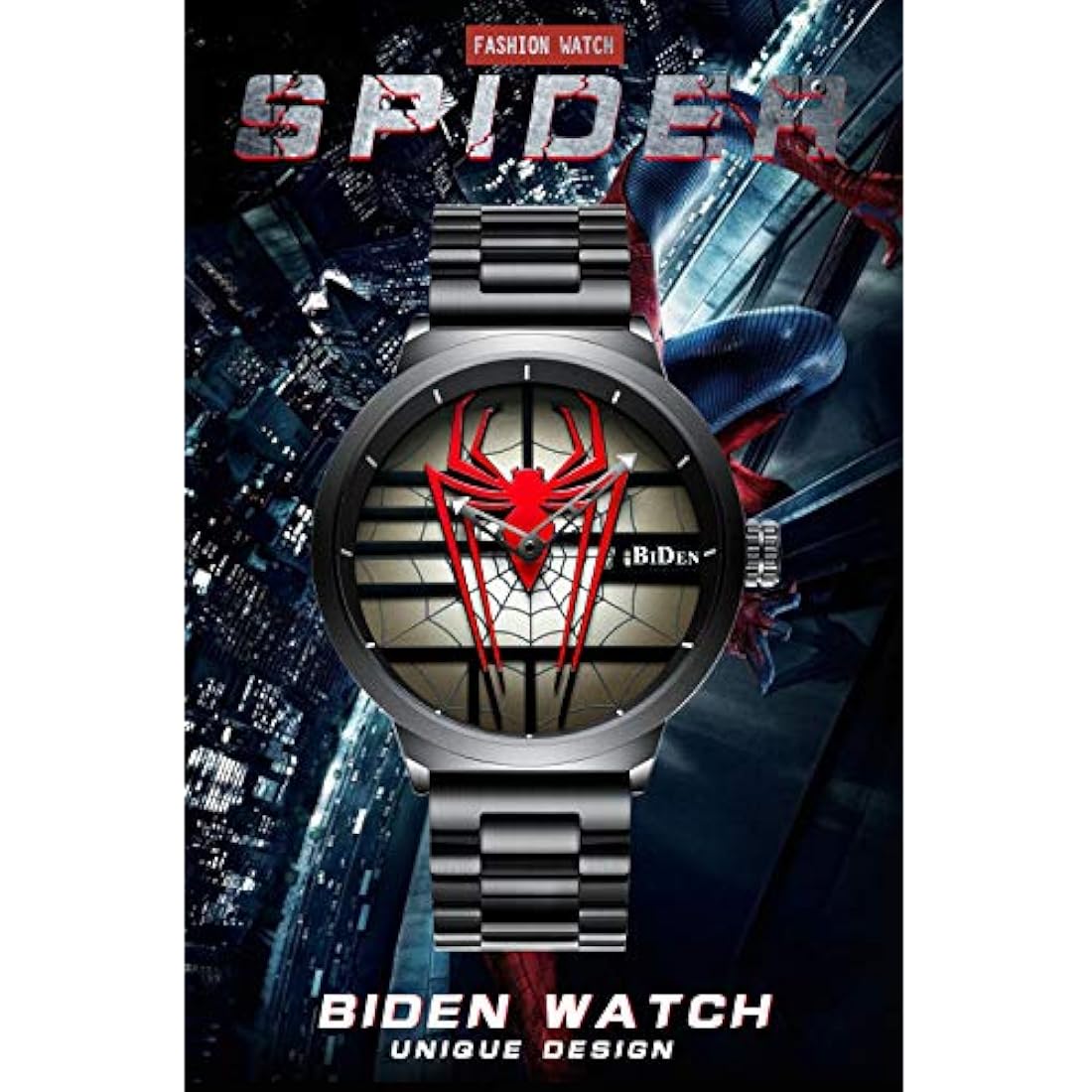 Reloj de pulsera estilo casual con diseño de Spider Man