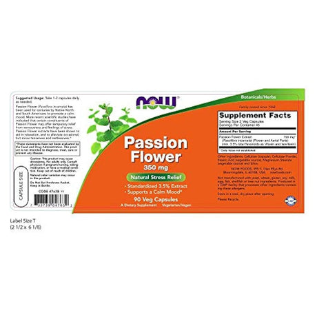 Suplementos, Flor de la Pasión NOW Foods