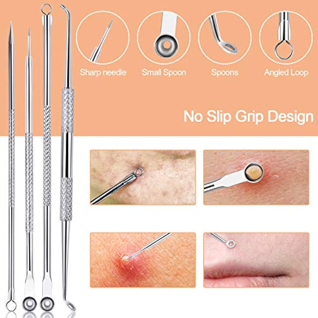 Kit de herramientas para removedor espinillas, 10 unidades, herramienta extractora de espinillas, kit de acné para puntos negros, puntos blancos, eliminación de zit