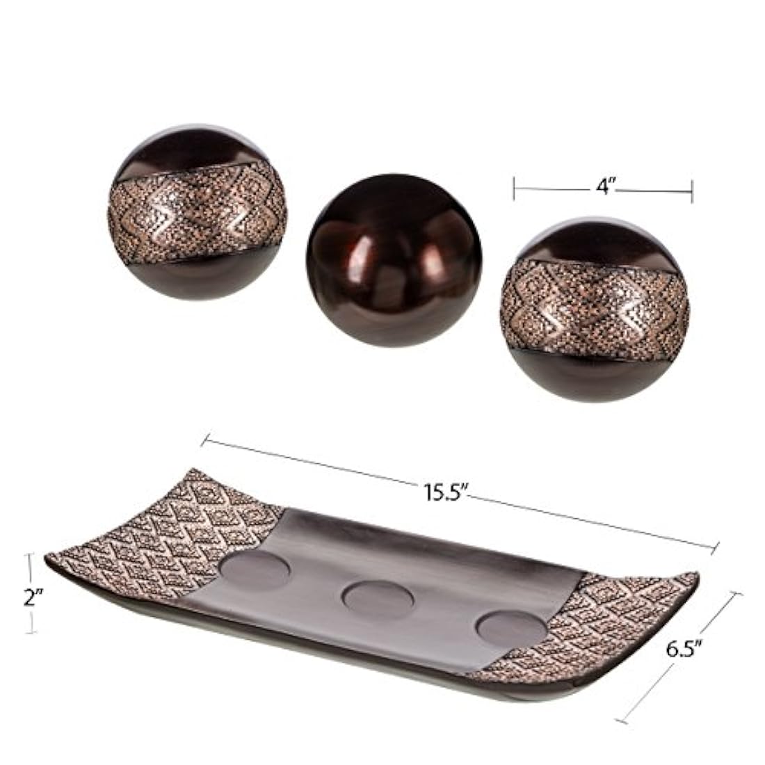Juego de 3 bandejas y bolas de orbes para decoración