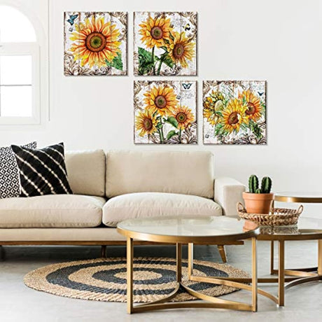 Sunfrower Snow Mountain Silueta de Lienzo decorativo