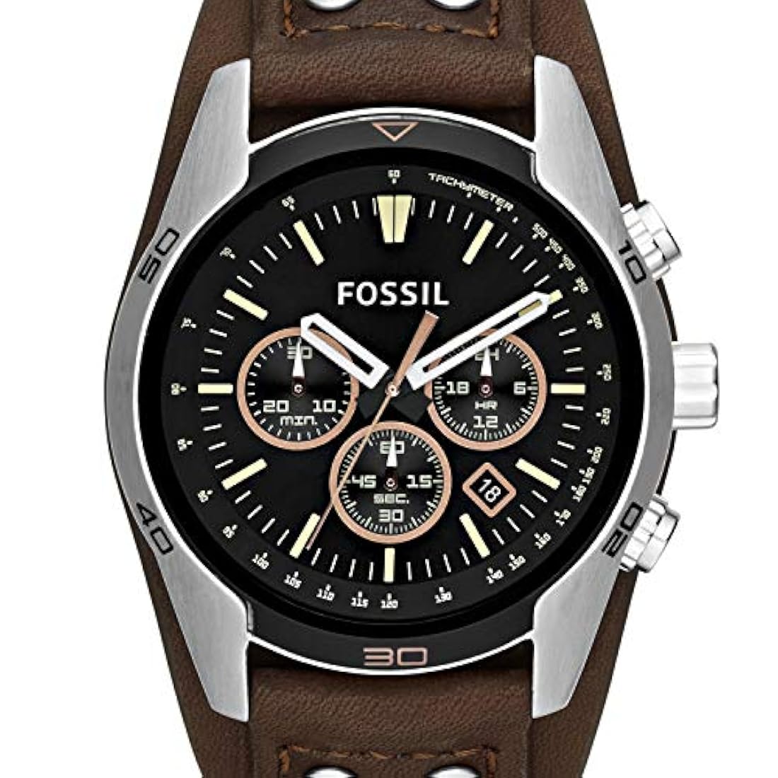 Reloj de cuarzo para hombre de acero inoxidable y cuero