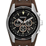 Reloj de cuarzo para hombre de acero inoxidable y cuero