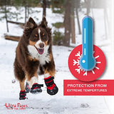 Ultra Paws Botas duraderas para perros, color negro, ligeras, resistentes al agua, para perros pequeños, perros medianos, perros grandes y perros XL (protector antideslizante para patas ajustables reflectantes de velcro para botas)