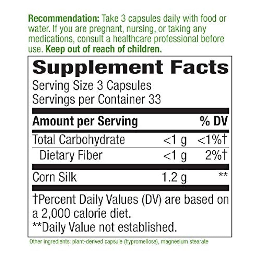 Nature's Way suplemento de maíz seda de 400 mg