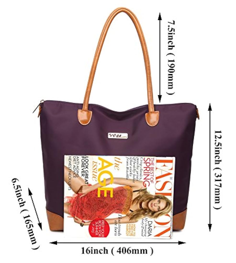 Bolsa tote de nylon impermeable con múltiples