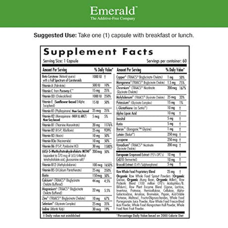 Multivitamínico para mujer 45 1-Daily Multi - Multivitamina con CoQ10, Vitamina K2 (MK-7) y Calcio Extra - Apoya el Corazón Saludable Huesos Fuertes, Hormonas Equilibradas y Más - Laboratorios Esmeralda - 60 Cápsulas Vegetales