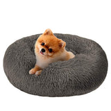 Cama calmante para perros de piel sintética, Marrón MFOX