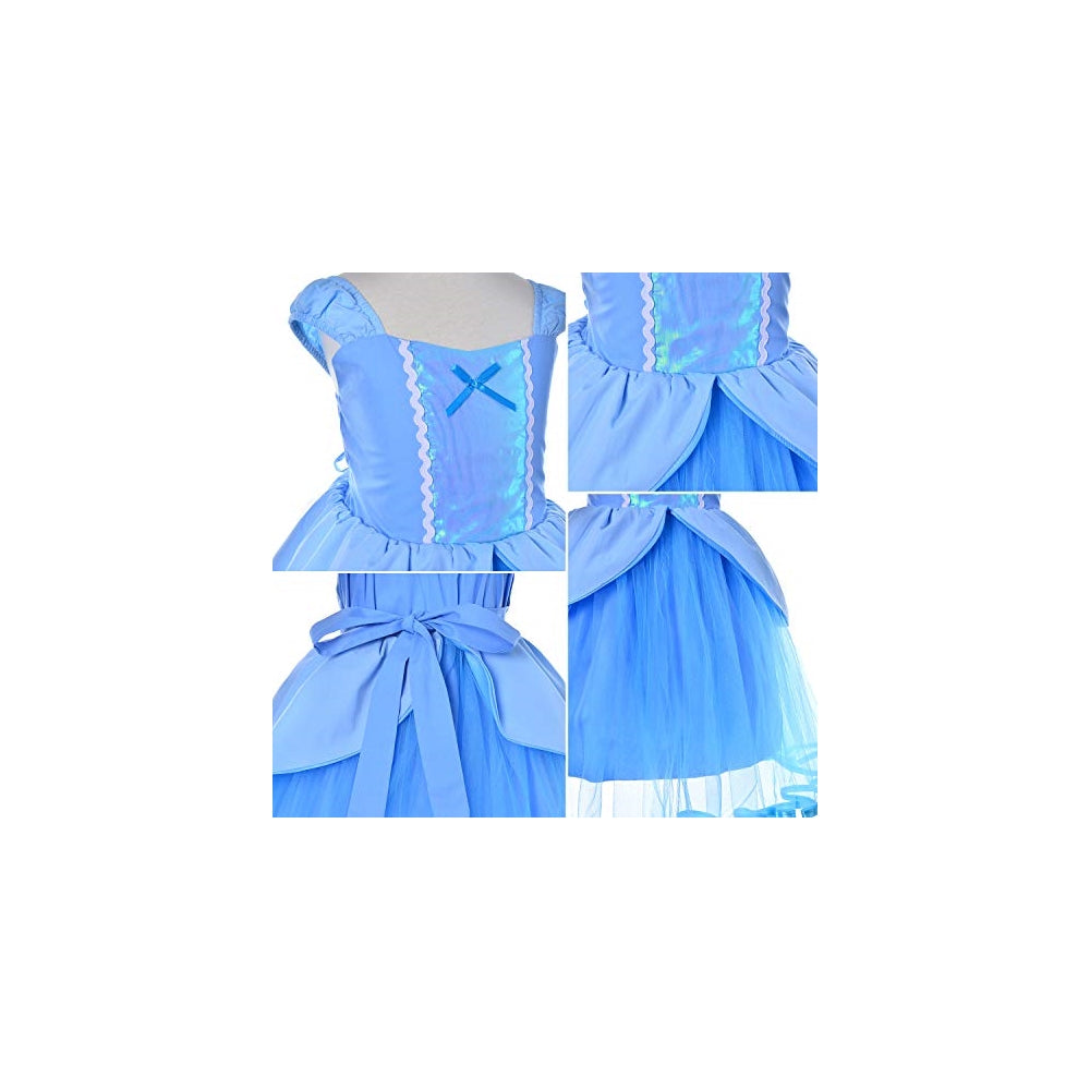 Disfraz de princesa vestido azul para niñas talla 4-5T