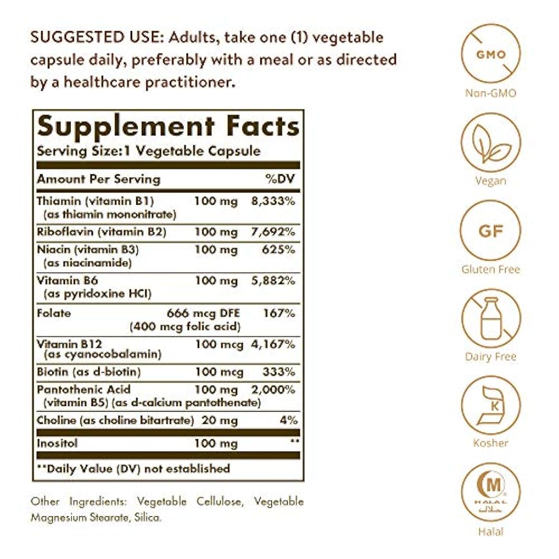 Solgar B-Complex Cápsulas Vegetal Promueve el metabolismo