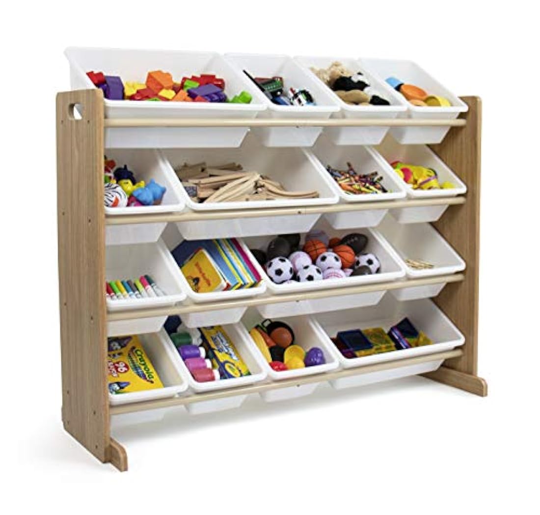 Organizador de almacenamiento de juguetes Natural / blanco