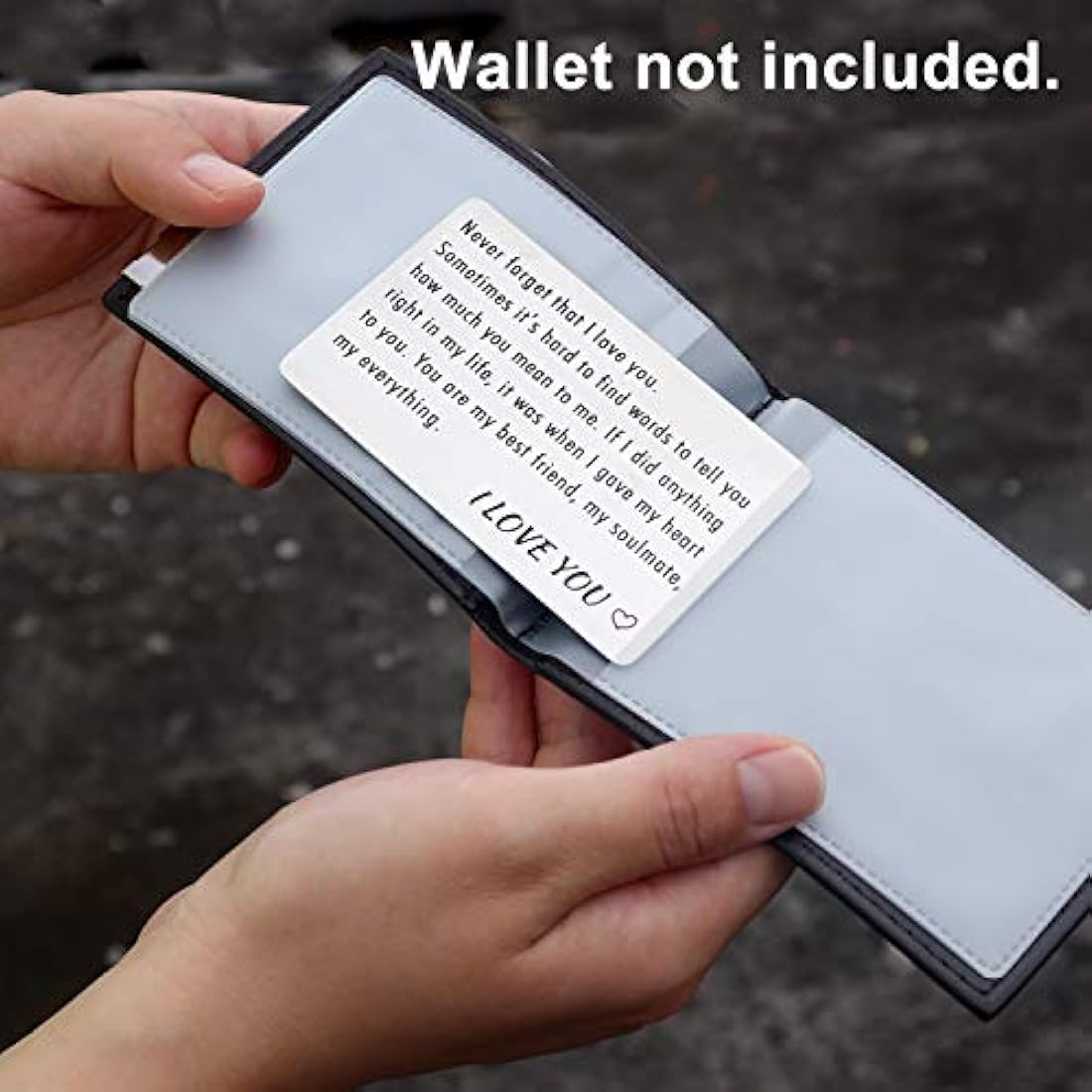 Tarjetas de acero inoxidable grabadas con cartera
