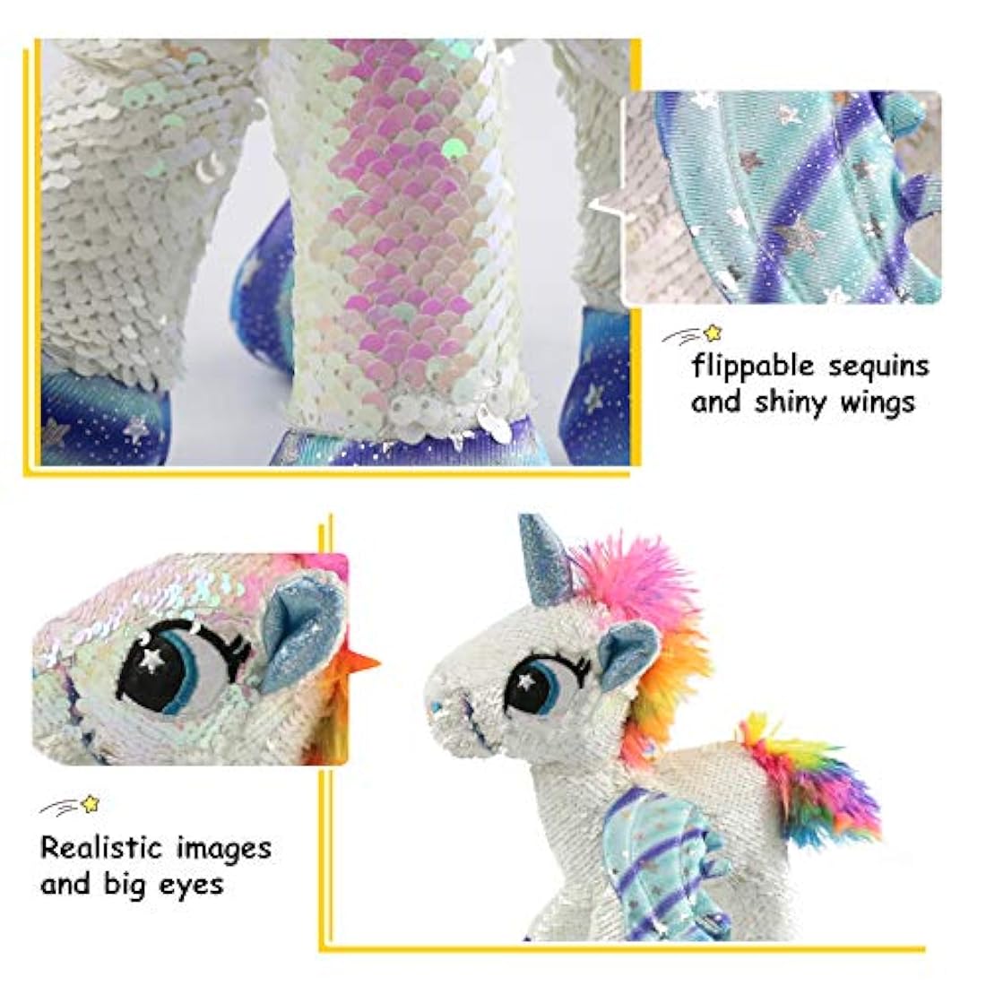 Peluche de unicornio con lentejuelas reversibles, 13.0 in