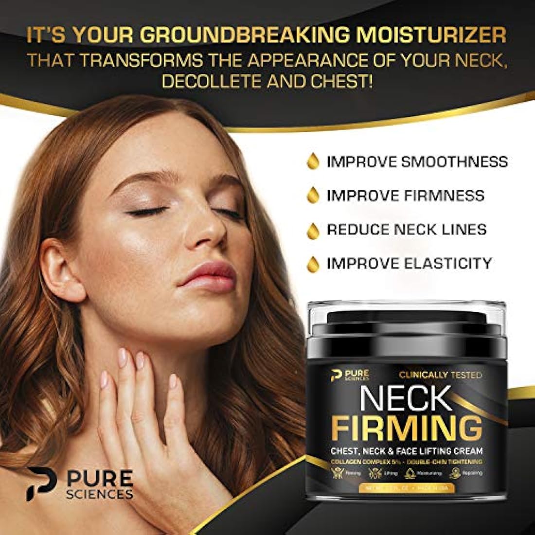Crema facial reafirmante de cuello y barbilla, Pure Sciences