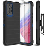 Leptech Funda para Samsung Galaxy A53 5G con protector de pantalla de cristal, [Serie Funda] Clip de cinturón de protección, resistente, resistente, resistente, resistente, militar, a prueba de golpes, cubierta para teléfono celular (negro)