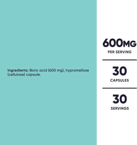 Nutricost Ácido bórico de 600 mg, 30 cápsulas - Supositorio