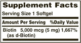 Nature 's Bounty, biotina de súper potencia, 5000 mcg, 72 unidades (60 + 12 bonos), 13430, paquete de de 2, Con, 2