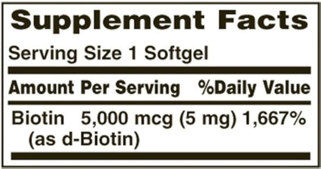 Nature 's Bounty, biotina de súper potencia, 5000 mcg, 72 unidades (60 + 12 bonos), 13430, paquete de de 2, Con, 2