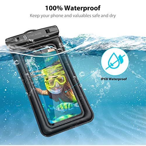 Syncwire Funda impermeable para teléfono, paquete de 2 fundas impermeables IPX8 universales para iPhone 13, 12 Pro Max SE2, 11 Pro XR X 8, 7, 6s Plus, Galaxy S21 S10 Note 10 Google Pixel hasta 7 pulgadas