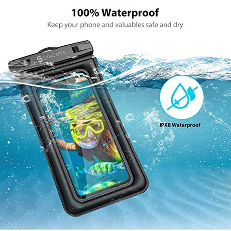 Syncwire Funda impermeable para teléfono, paquete de 2 fundas impermeables IPX8 universales para iPhone 13, 12 Pro Max SE2, 11 Pro XR X 8, 7, 6s Plus, Galaxy S21 S10 Note 10 Google Pixel hasta 7 pulgadas