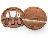ILEAF - Tabla de queso de madera de acacia con 3 cuchillos