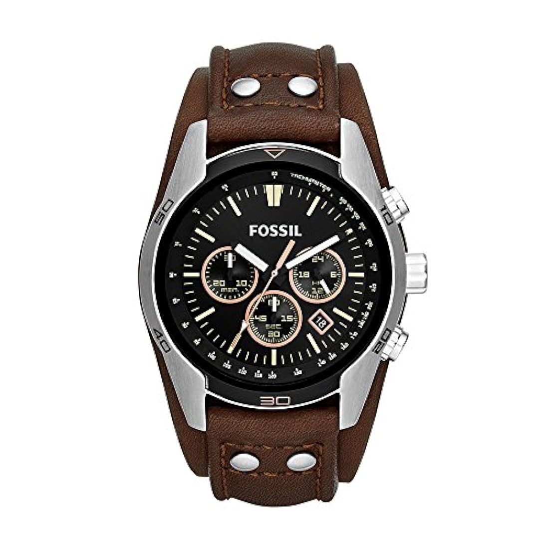 Reloj de cuarzo para hombre de acero inoxidable y cuero