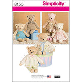  osos de peluche con ropa, Simplicity Pattern 8155