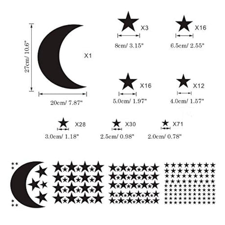 Vinilo adhesivo para pared con diseño de luna y estrellas