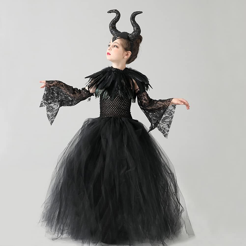 Disfraz de Bruja para Niñas OBEEII, Vestido de Tul de Halloween