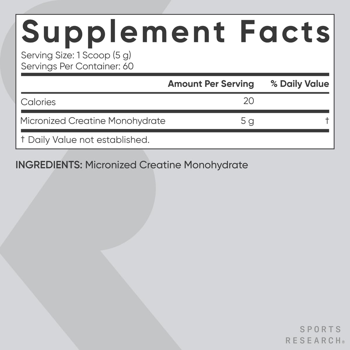 Creatina Monohidratada Sports Research - 5 g Micronizada, 10.58 oz