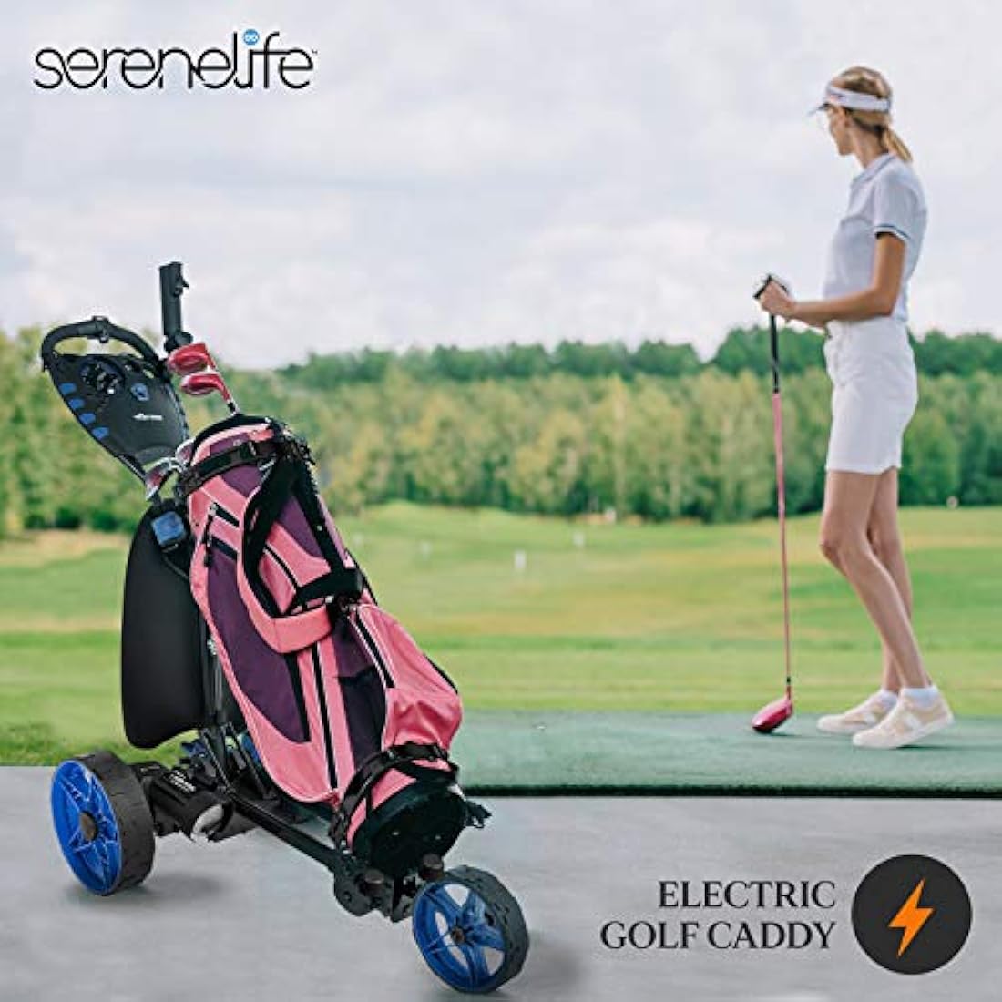 Carro eléctrico de golf con 3 ruedas SereneLife SLGZELEC