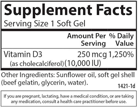 Carlson - Vitamina D3, 10000 UI (250 mcg) Suplementos