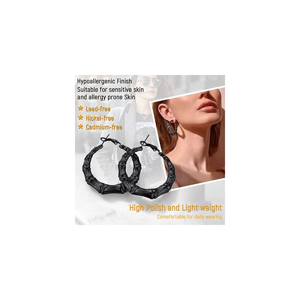 Aretes de aro de bambú para mujer