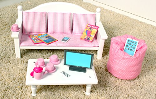 Muebles para muñecas, sofa y mesa de centro