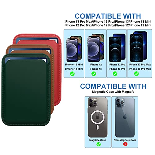 [Paquete de 2] Cartera magnética compatible con Apple iPhone 12 Pro Max/ 12 Pro/ 12/12 Mini/ 13 14 modelos, cartera de cuero para cartera MagSafe, cartera Mag Safe para iPhone Wallet, cartera Mag Safewallet Blackgreen