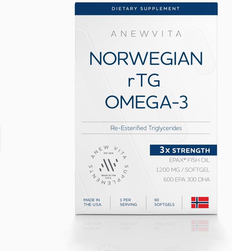 Norwegian rTG Omega 3 Fish Oil, 300 DHA 600 EPA, 60 cápsulas