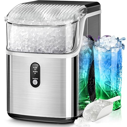 Máquina de Hielo Nugget, 35Lbs/24H, Auto-Limpieza, Portátil