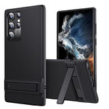ESR Funda de metal con función atril compatible con Samsung Galaxy S22 Ultra (6.8 pulgadas) (2022), soporte patentado versátil, cubierta trasera delgada y flexible, color negro