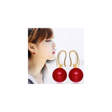 Aretes de perlas de imitación color rojo para mujeres