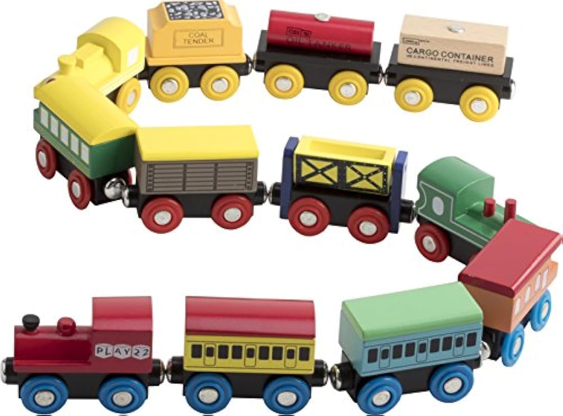 Juego de tren de madera de 12 piezas magnético