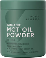 MCT Oil en Polvo Orgánico Sports Research, Keto, Sin Gluten, 10.6 oz