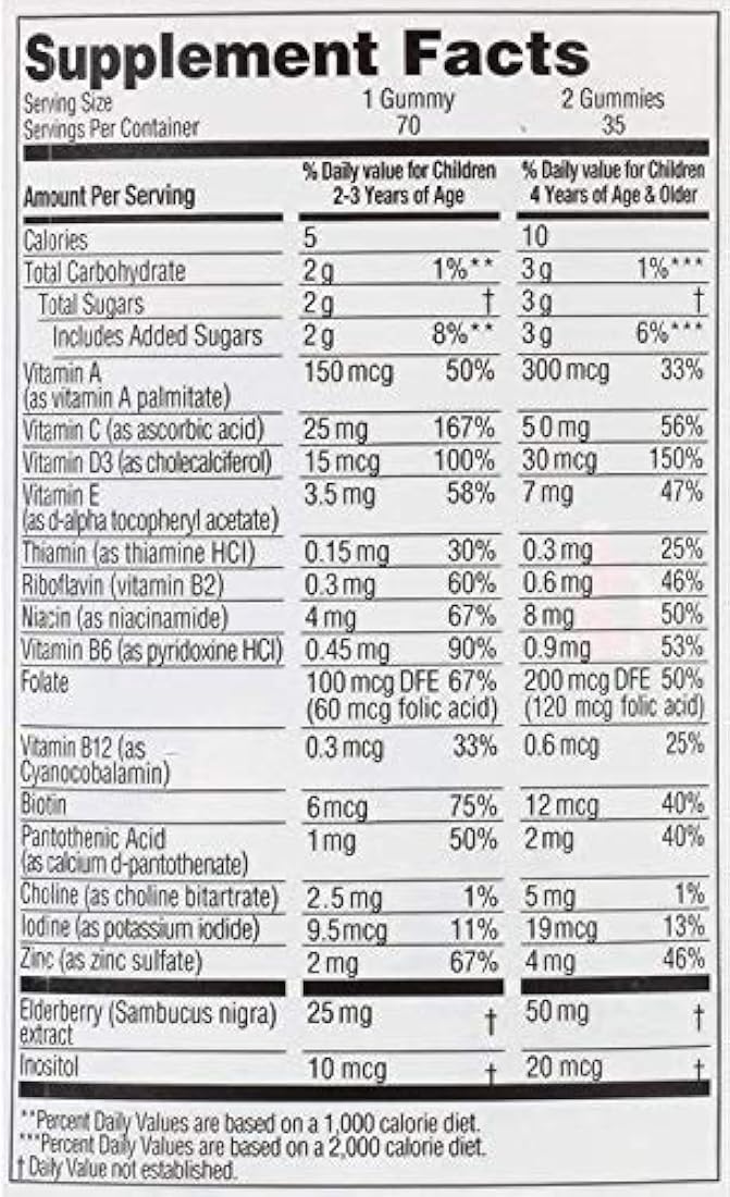 Zarbee's Naturals Multivitamínico completo para niños + goma inmune*, sabores de bayas mezclados, 70 gomas