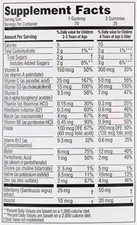 Zarbee's Naturals Multivitamínico completo para niños + goma inmune*, sabores de bayas mezclados, 70 gomas