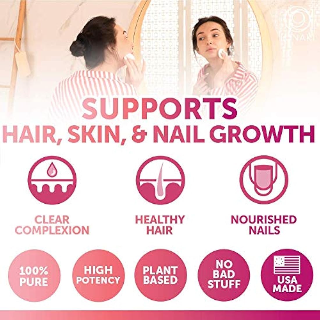Lunaki Biotin - Gomitas para piel y uñas con vitamina C y E, veganas sin OMG, sin jarabe de maíz, promueve el colágeno natural, la queratina y el crecimiento del cabello, suministro de 30 días
