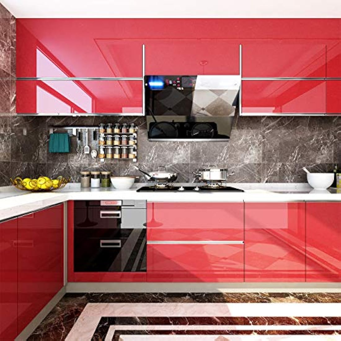 Livelynine - Papel pintado color rojo brillante Rojo